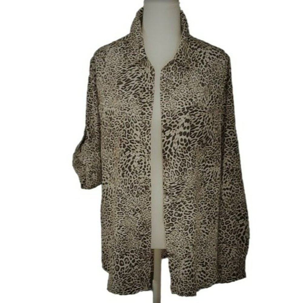 JONES NEW YORK Women's Animal Print Blouse Size L